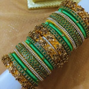 Golden With Green Bridal Bangles