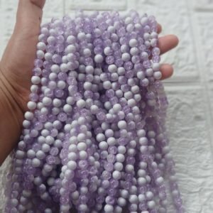 Violet Milky White Crackle Beads