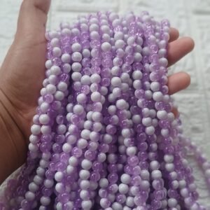 Dark Violet Milky White Crackle Beads