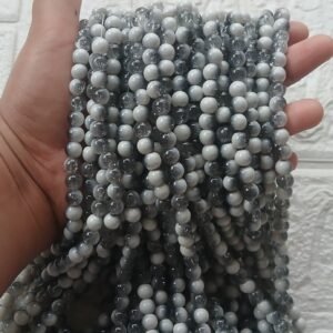 Black Milky White Crackle Beads