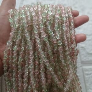 Crackle Beads Green with Pink